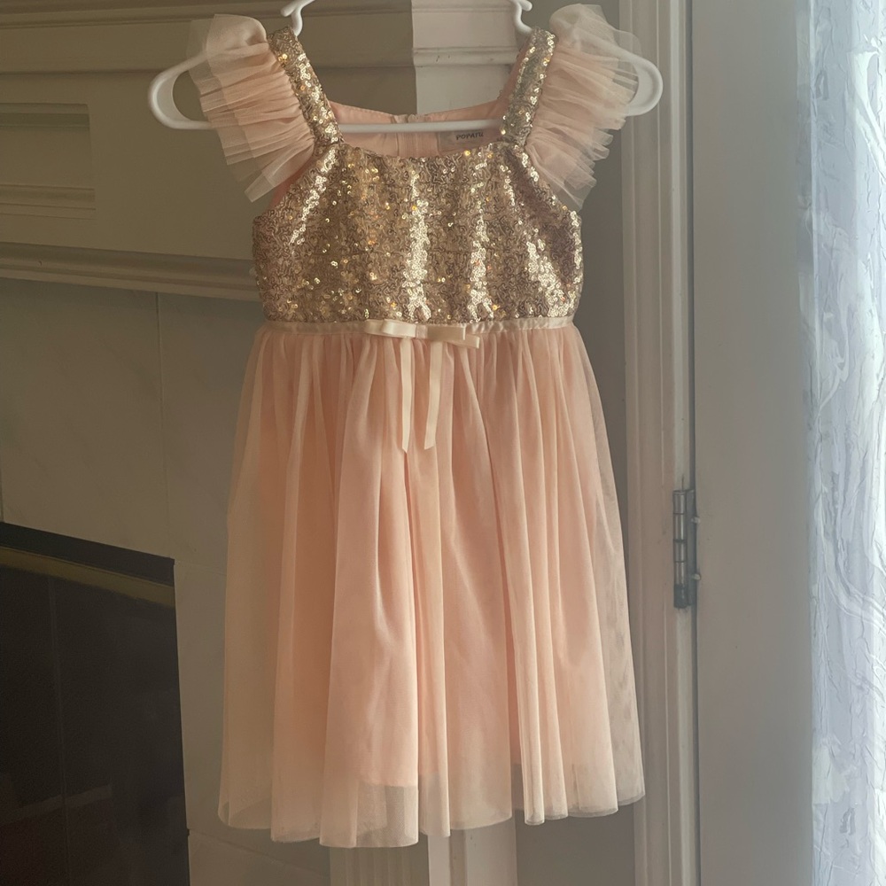 Popatu Champagne and Peach Sequin Dress